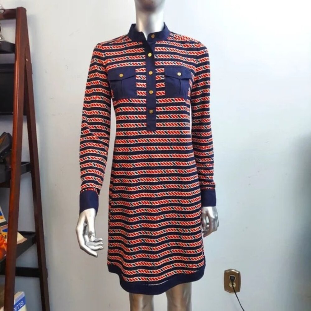 Tori Burch Nautical Rope Print Shirt Dress, Sz XS